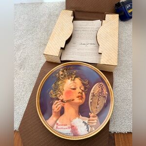 Knowles Norman Rockwell Collectible Plate with Black Script